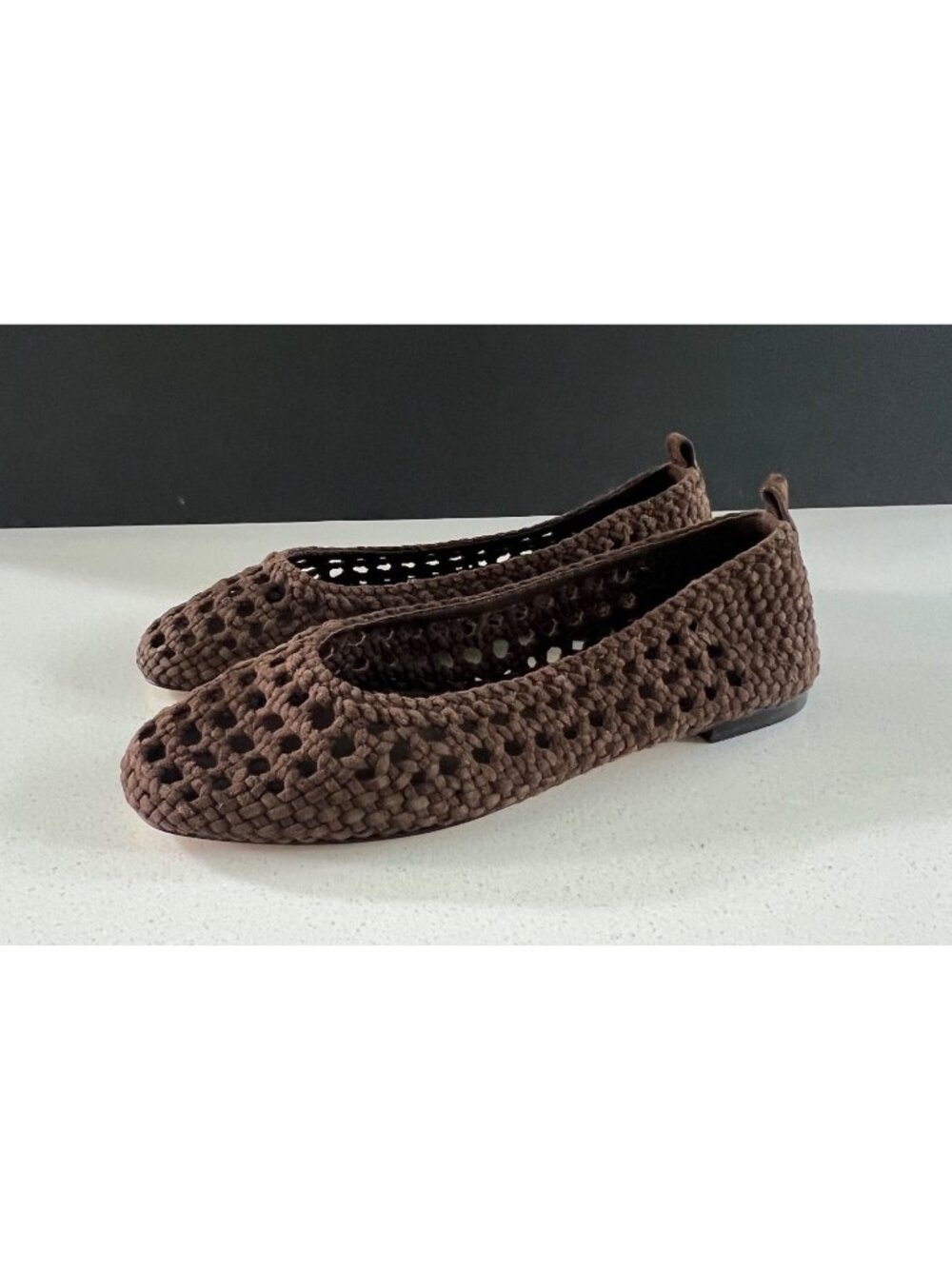 PAIGE woven brown leather flats size 8